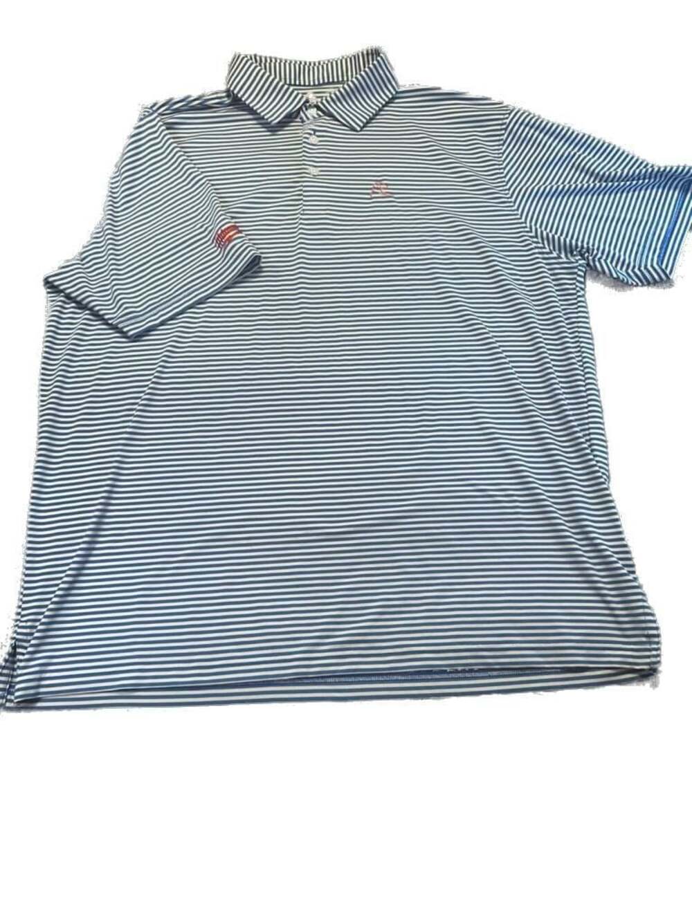 Rhoback XXL Blue and White Striped Milwaukee Tool Performance Polo Shirt Golf